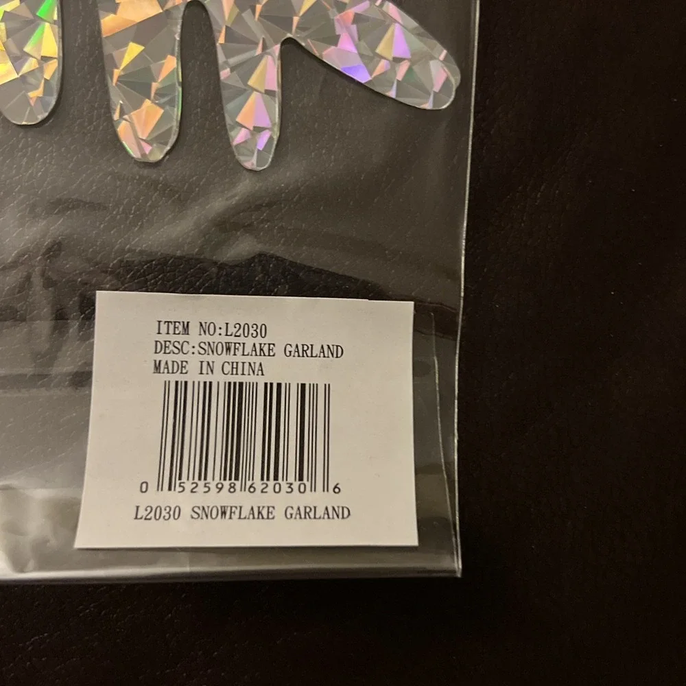 New (5) Packages Of Large Holographic Snowflake Garland 55